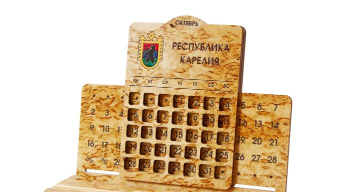 Вечный календарь и ручка из карельской берёзы