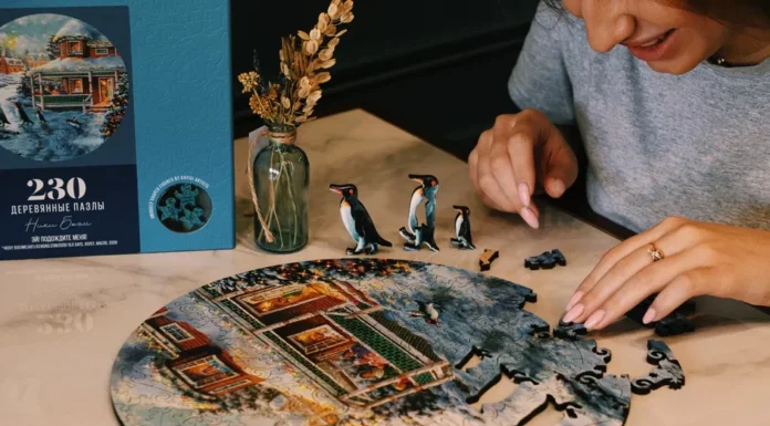 Наборы деревянных новогодних пазлов