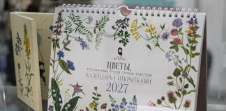 Календарь с открытками «ЦВЕТЫ, рисованные рукой Софьи Толстой» и настольные аксессуары